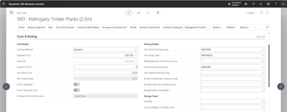 Acumens Costing & Inventory Management Toolbox