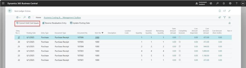 Acumens Costing & Inventory Management Toolbox