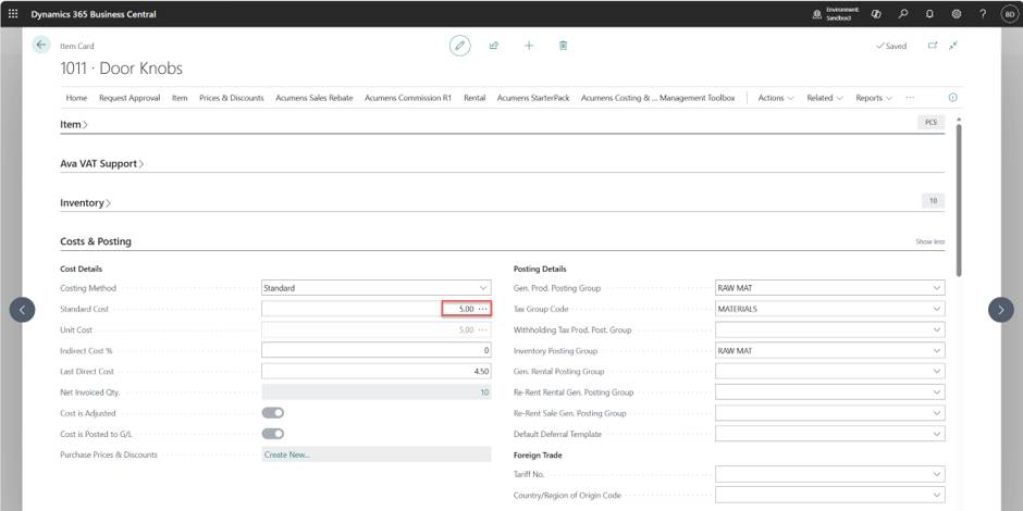 Acumens Costing & Inventory Management Toolbox