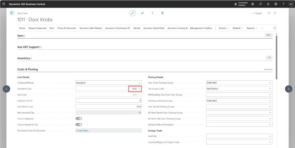 Acumens Costing & Inventory Management Toolbox