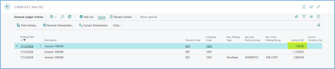 Purchase Override Tax Amount