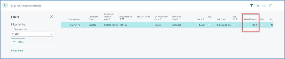 Purchase Override Tax Amount
