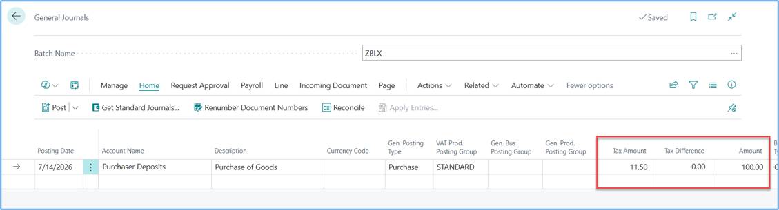 Purchase Override Tax Amount