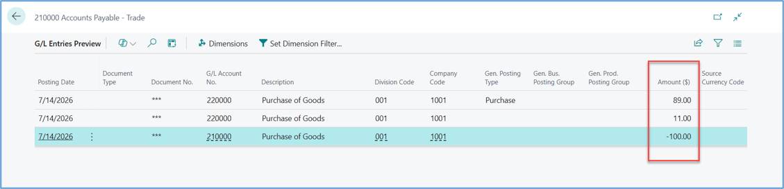 Purchase Override Tax Amount