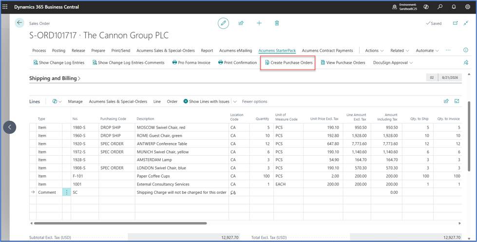 Create Special Purchase Orders from Sales Orders