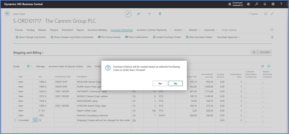 Create Special Purchase Orders from Sales Orders