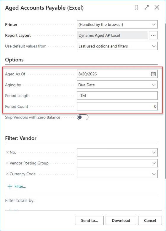 Period Count – Resolution for Aged Accounts Payable/Receivable Excel Reports