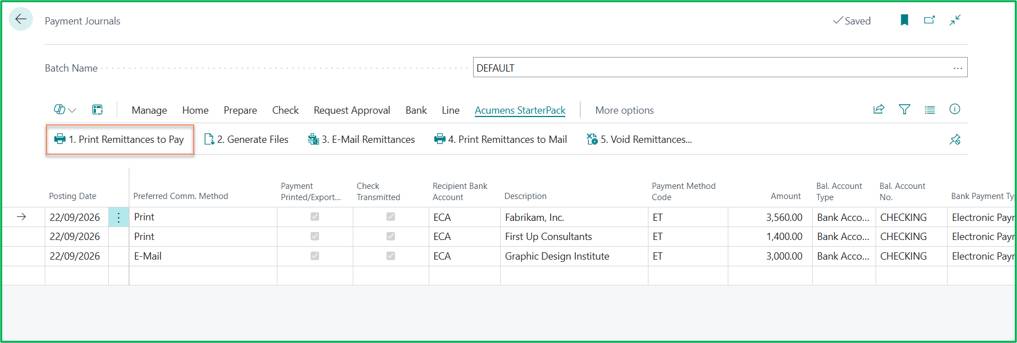 Acumens StarterPack – Setting Up & Processing Electronic Payments in Business Central