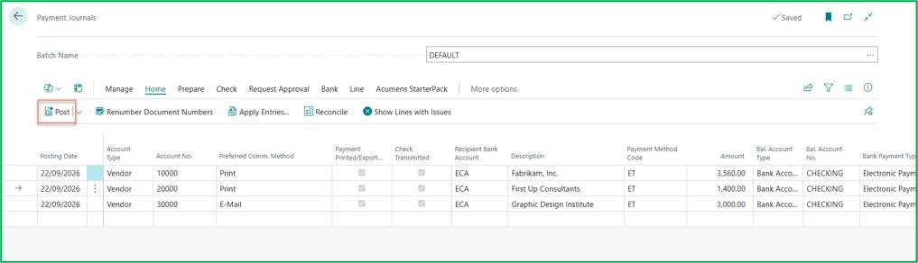 Acumens StarterPack – Setting Up & Processing Electronic Payments in Business Central