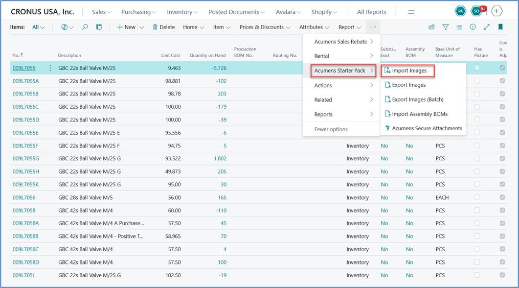 Acumens StarterPack – How to Bulk Import and Export Item Images in Microsoft Dynamics 365 Business Central