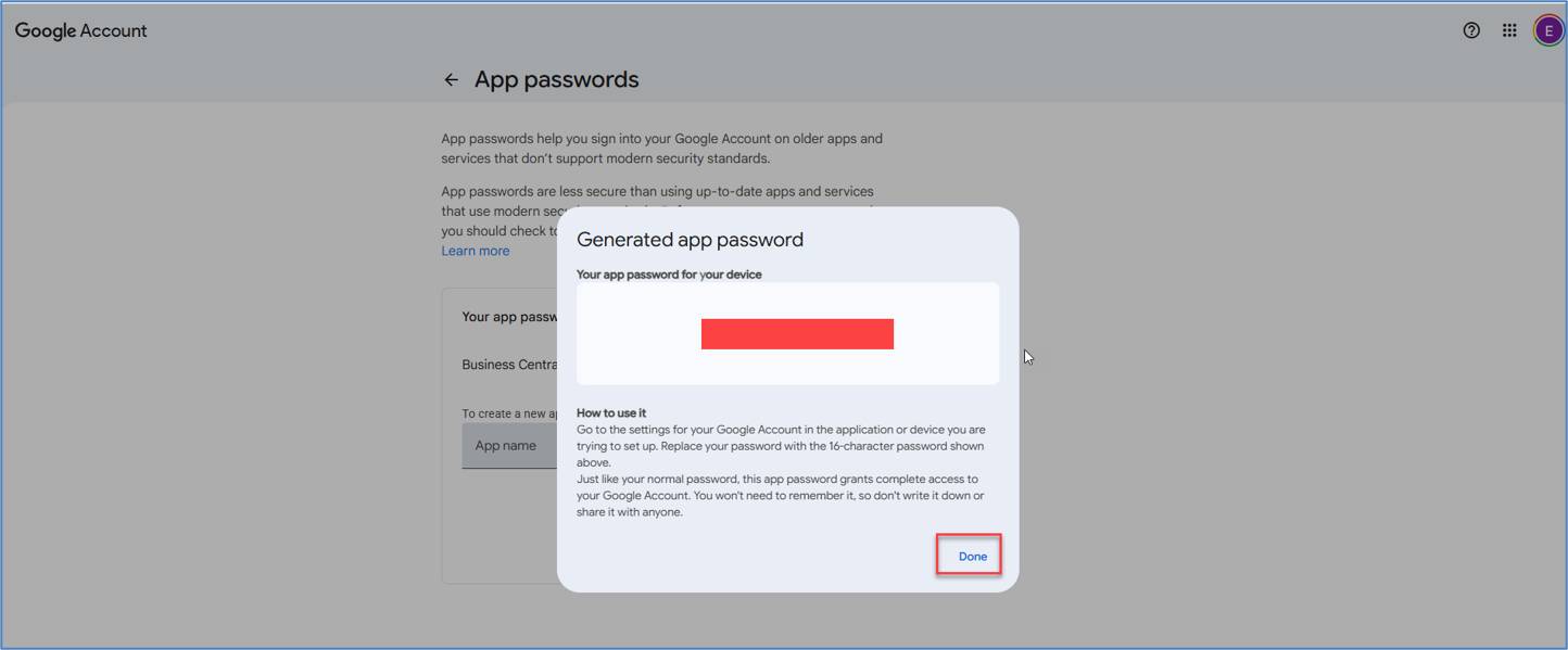 Configure Gmail SMTP in Business Central Using an App Password