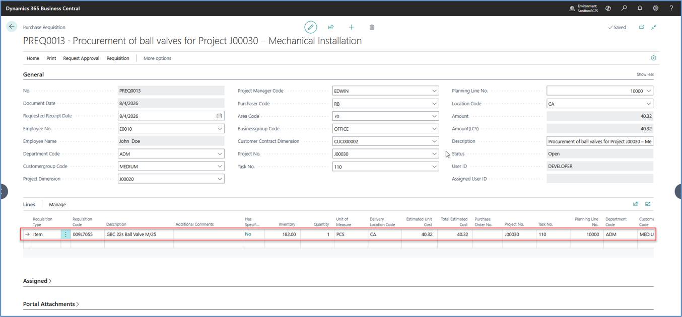 Purchase Requisitions in Microsoft Dynamics 365 Business Central
