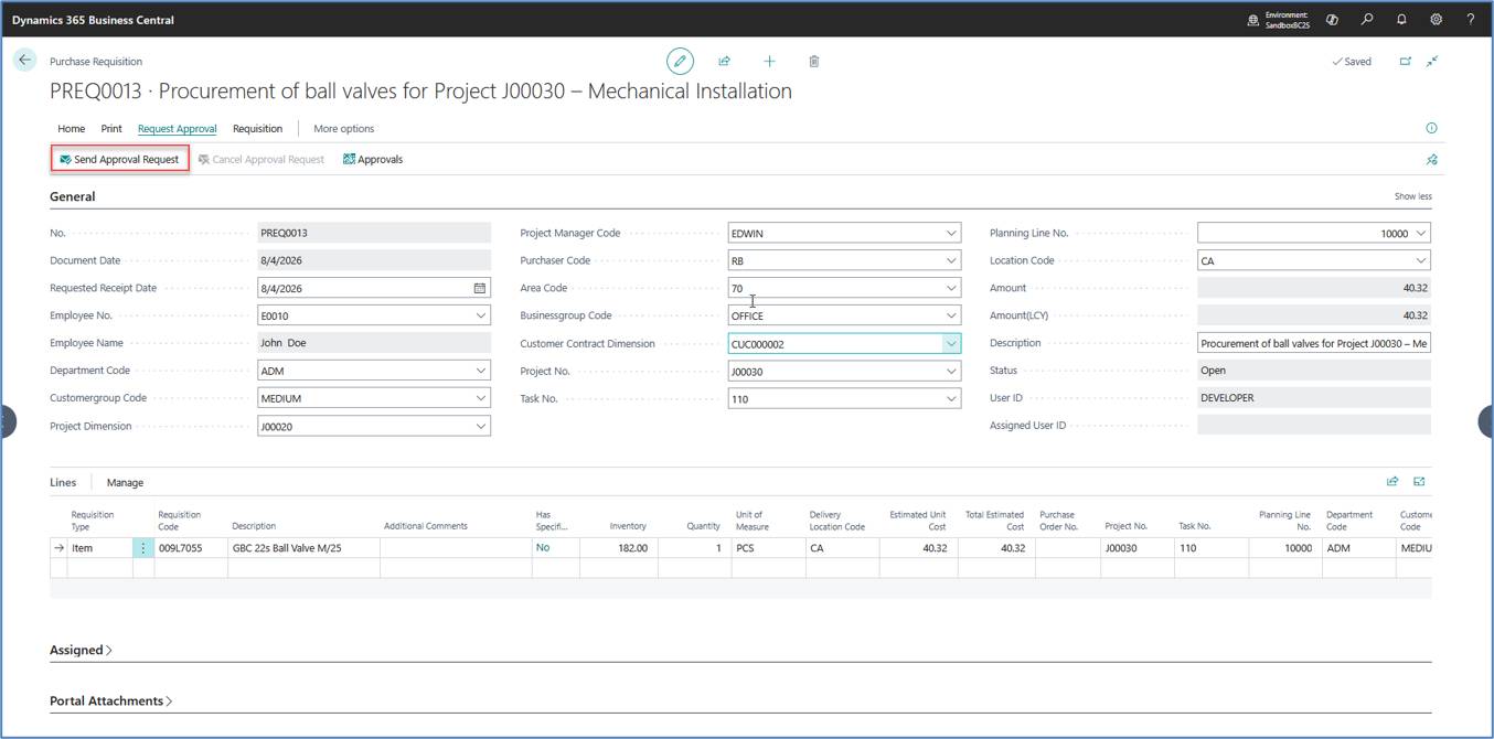 Purchase Requisitions in Microsoft Dynamics 365 Business Central