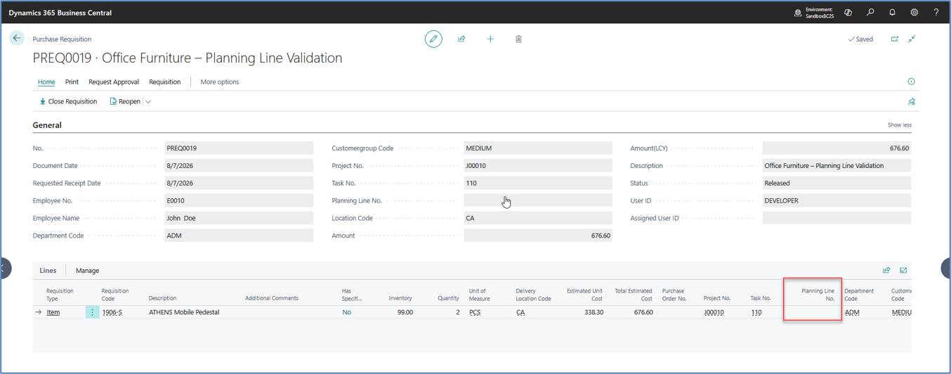 Purchase Requisitions in Microsoft Dynamics 365 Business Central