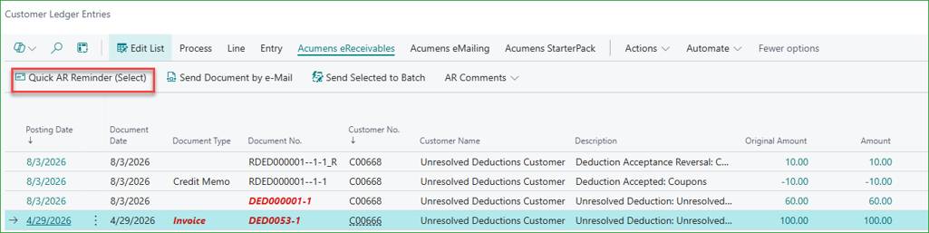 Acumens Receivables and Collections Management for Business Central