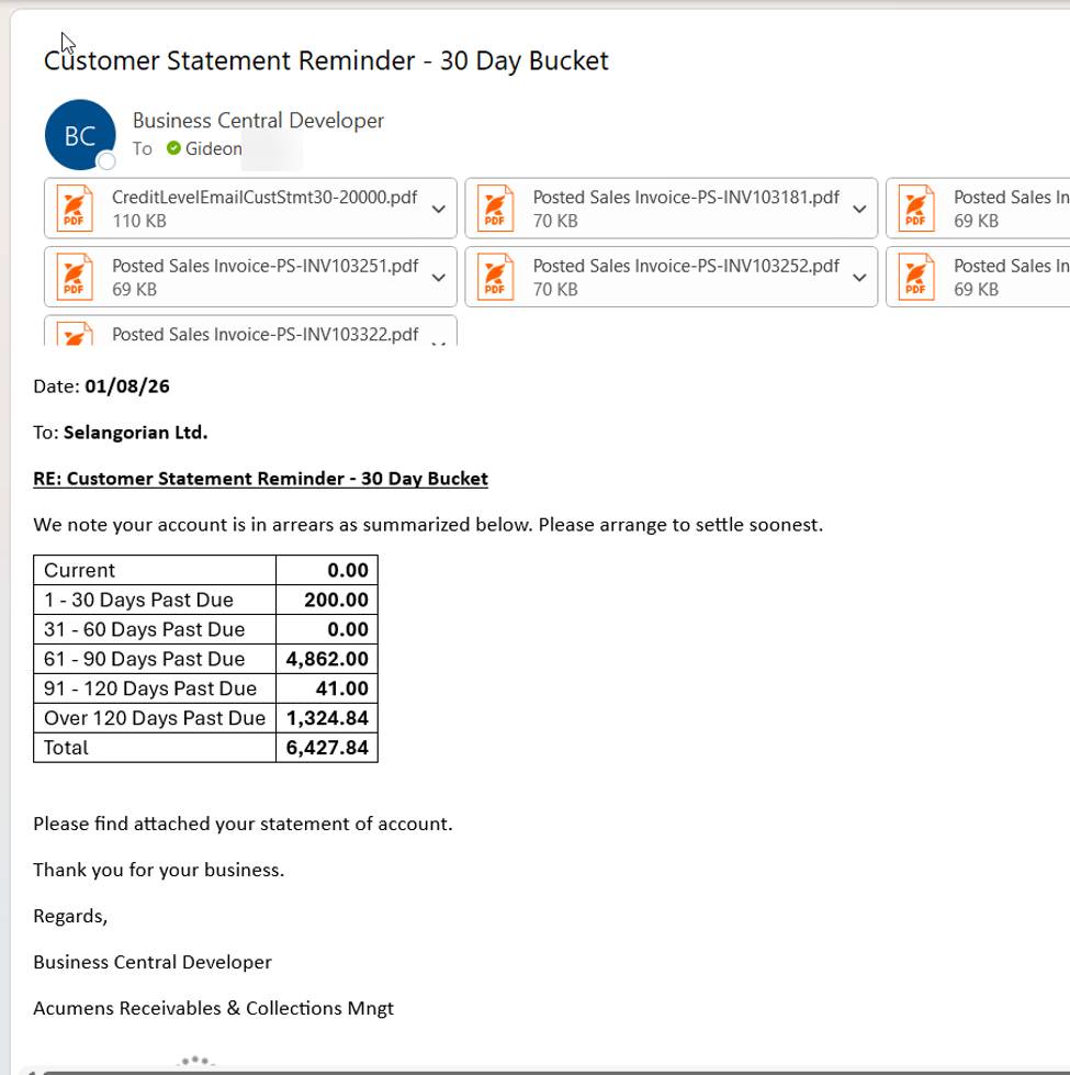 Acumens Receivables and Collections Management for Business Central