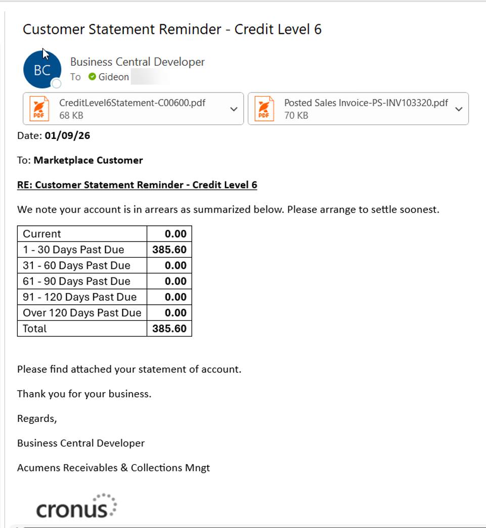 Acumens Receivables and Collections Management for Business Central