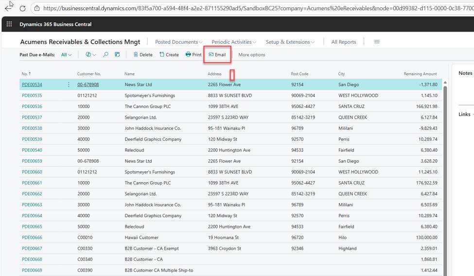 Acumens Receivables and Collections Management for Business Central