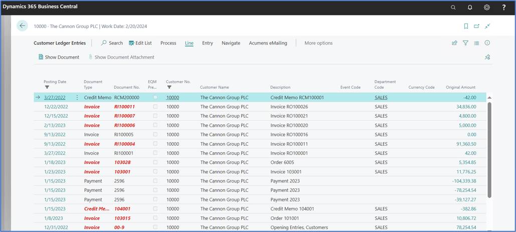 Acumens Receivables and Collections Management for Business Central