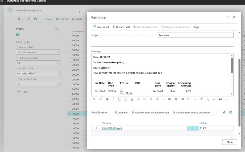 Acumens Receivables and Collections Management for Business Central