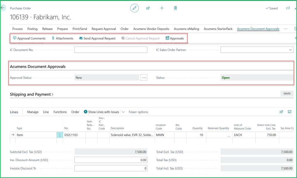 Acumens Document Approvals Management for Business Central