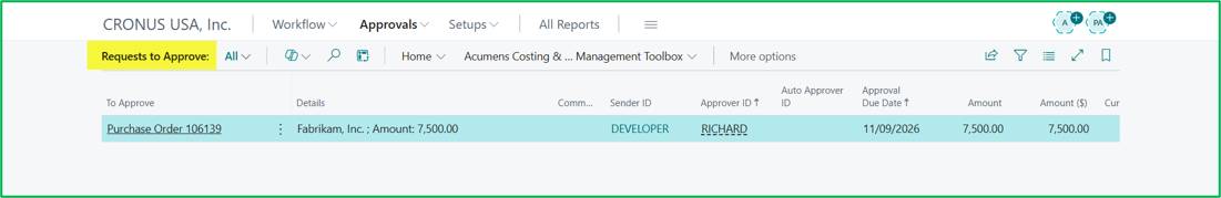 Acumens Document Approvals Management for Business Central