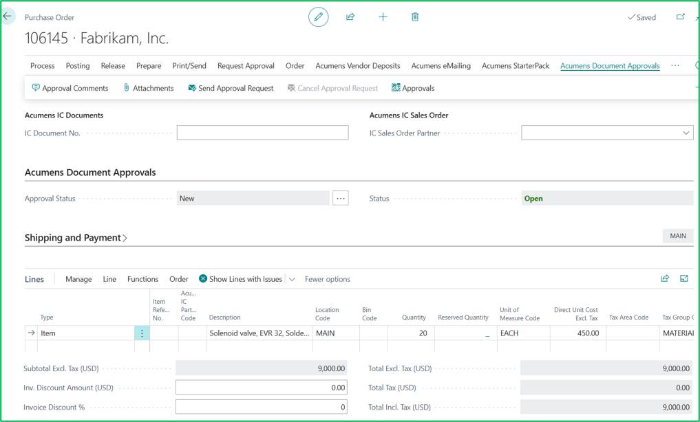 Acumens Document Approvals Management for Business Central