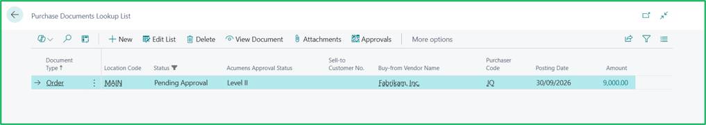 Acumens Document Approvals Management for Business Central
