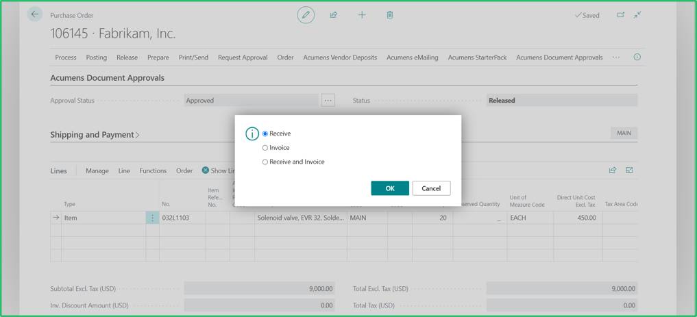 Acumens Document Approvals Management for Business Central