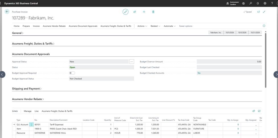 Acumens Document Approvals Management for Business Central