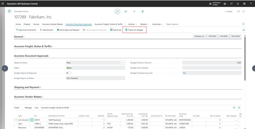Acumens Document Approvals Management for Business Central