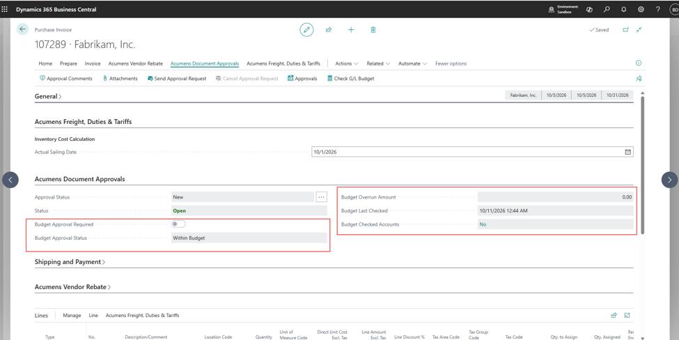 Acumens Document Approvals Management for Business Central