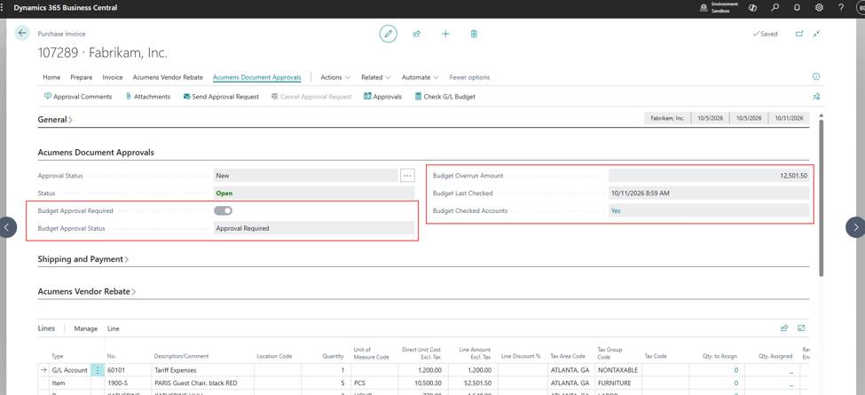 Acumens Document Approvals Management for Business Central