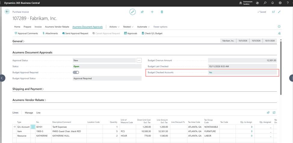 Acumens Document Approvals Management for Business Central