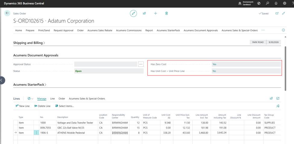 Acumens Document Approvals Management for Business Central