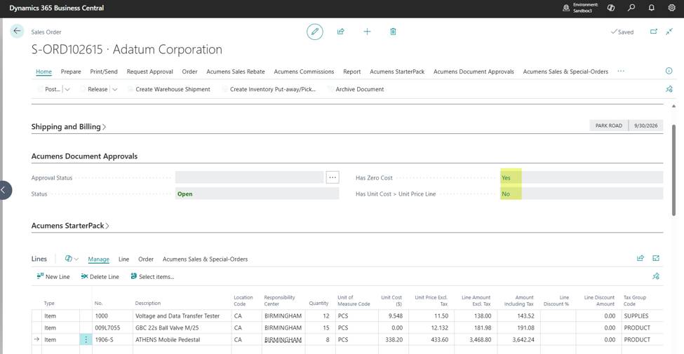 Acumens Document Approvals Management for Business Central