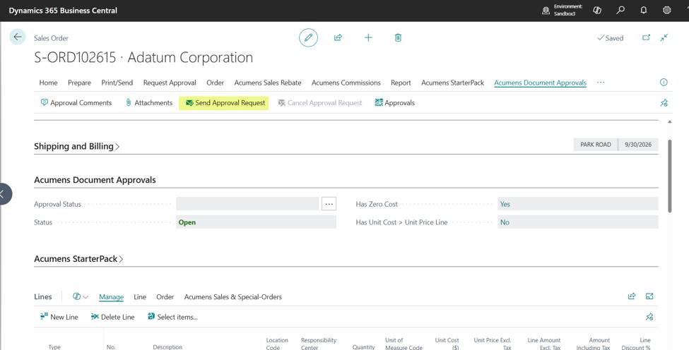 Acumens Document Approvals Management for Business Central