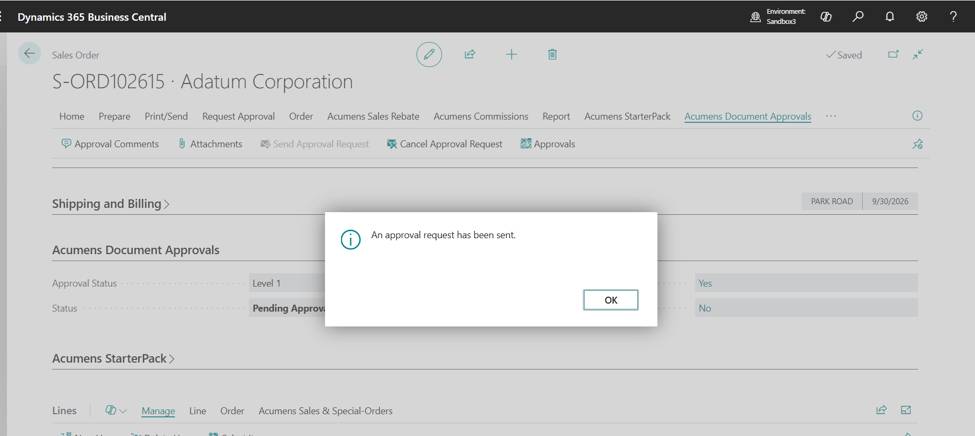 Acumens Document Approvals Management for Business Central