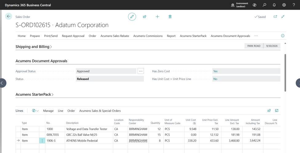 Acumens Document Approvals Management for Business Central