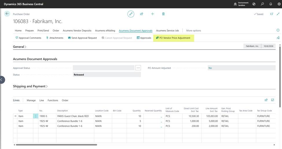 Acumens Document Approvals Management for Business Central