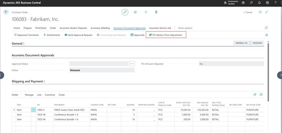 Acumens Document Approvals Management for Business Central