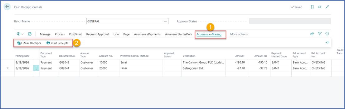 e-Mailing Cash Receipts in Business Central