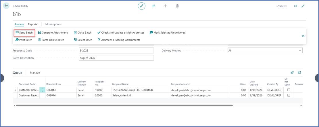 e-Mailing Cash Receipts in Business Central