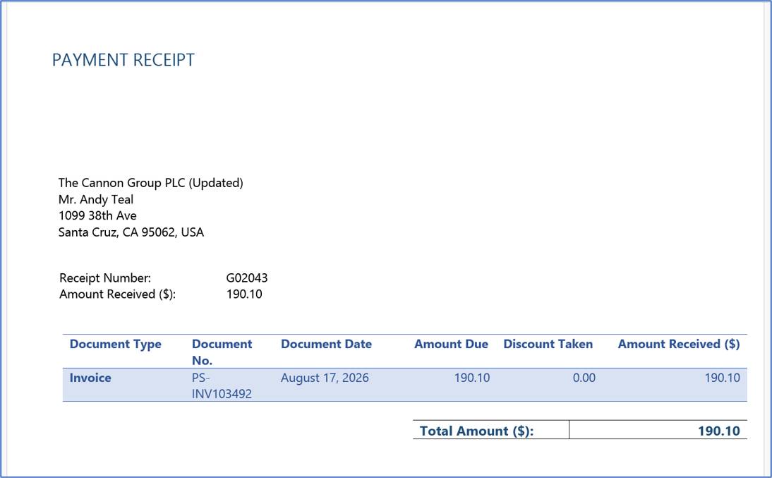 e-Mailing Cash Receipts in Business Central