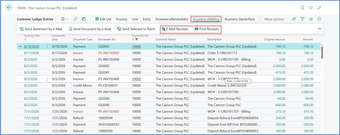 e-Mailing Cash Receipts in Business Central
