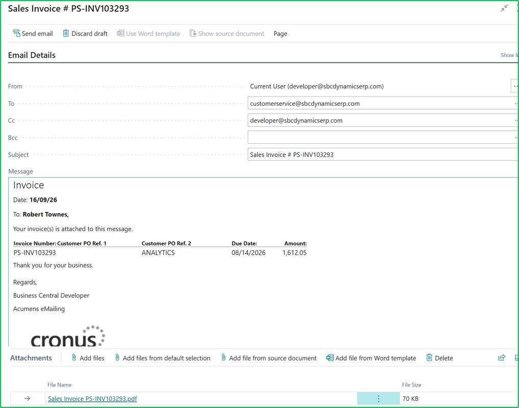 Email Automation in Dynamics 365 Business Central