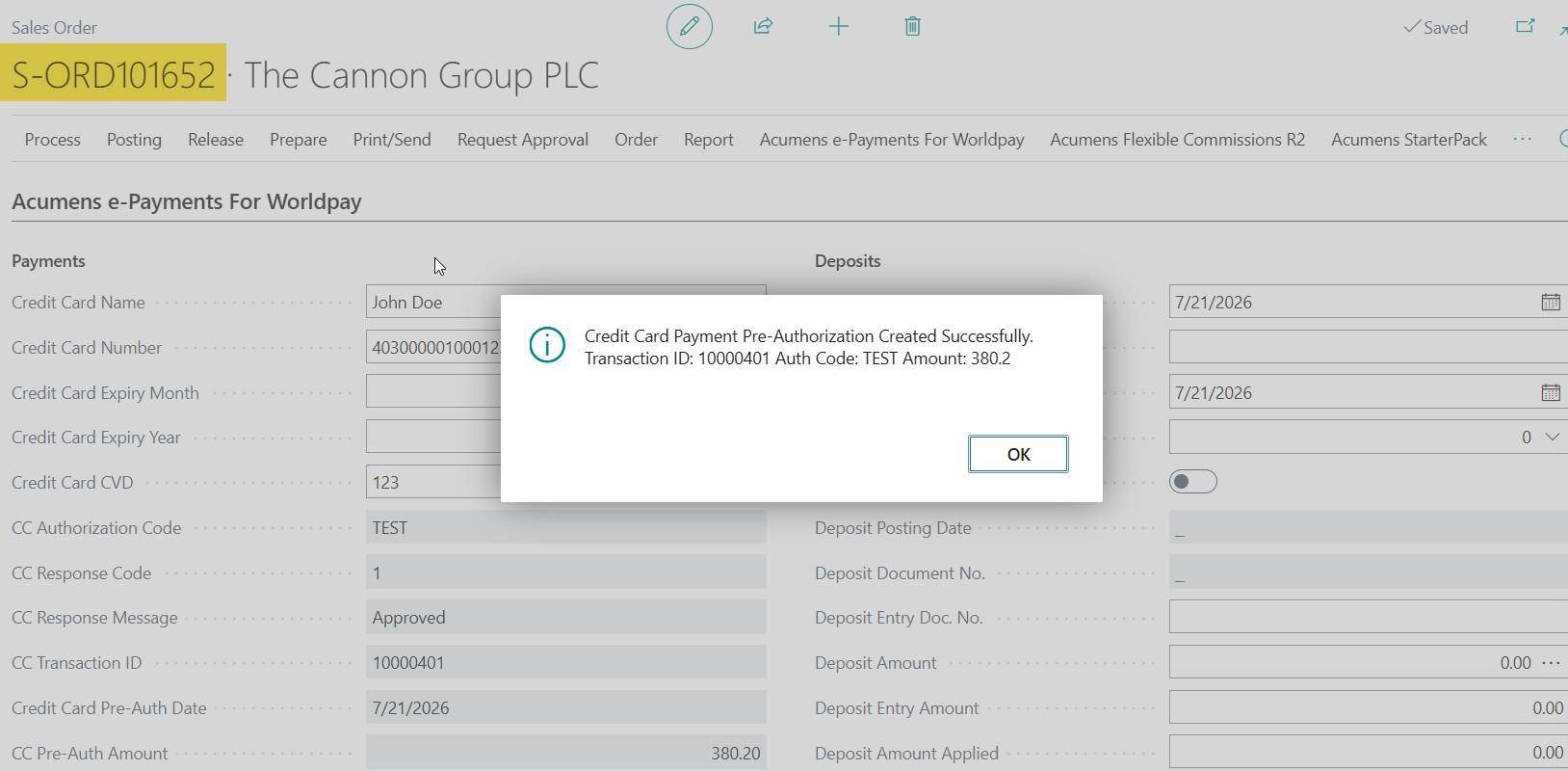 Acumens e-Payments for Worldpay
