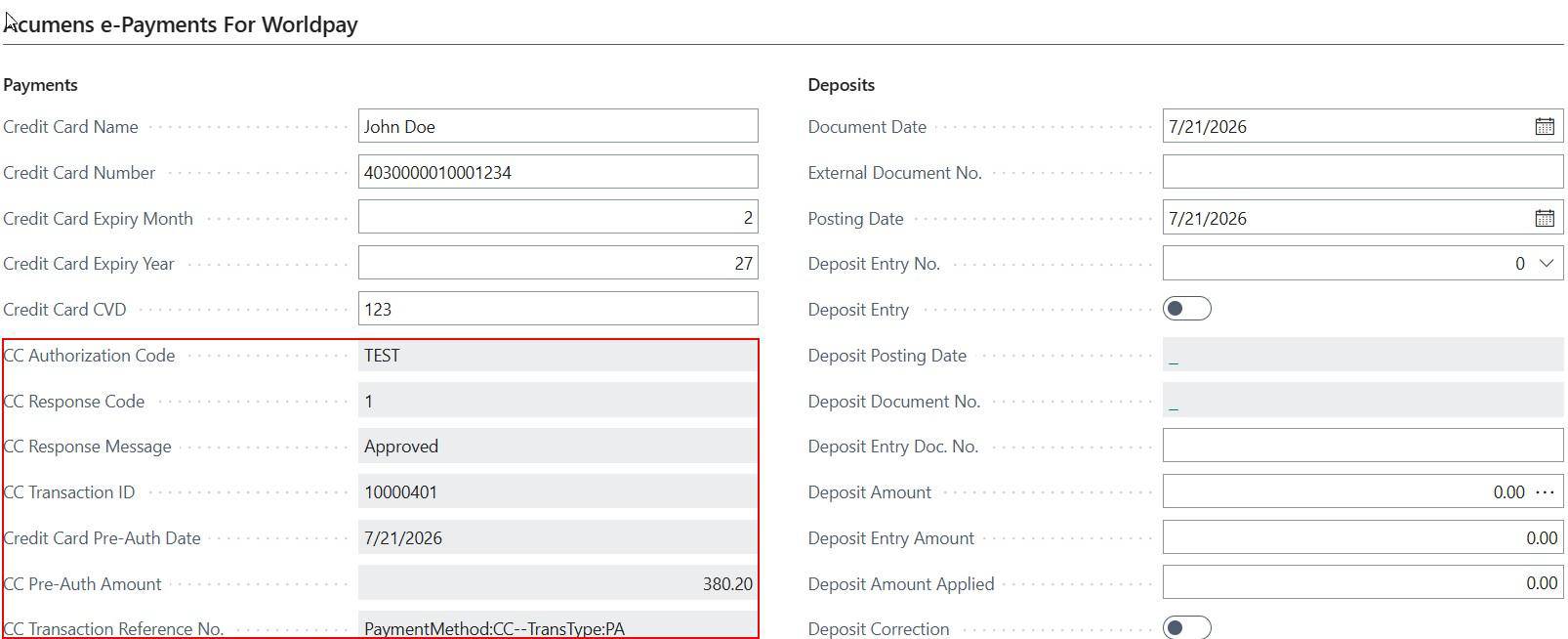 Acumens e-Payments for Worldpay