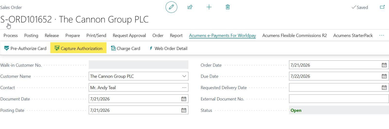 Acumens e-Payments for Worldpay