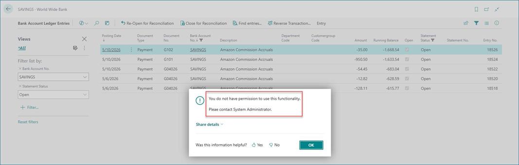 Bank Rec Fixes and Enhancements